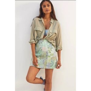 Anthropologie Pilcro Patchwork Denim Mini Skirt NWT - 14